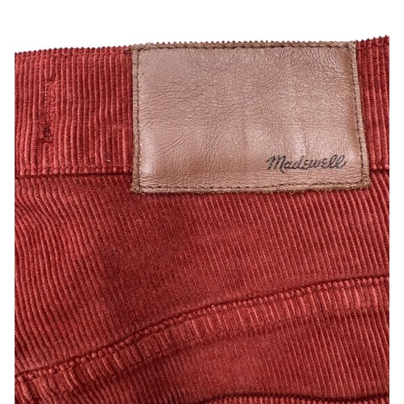 Madewell Cali Demi-Boot Corduroy Pants 26 Rust Red High-Rise Button Fly Flare - Picture 5 of 16